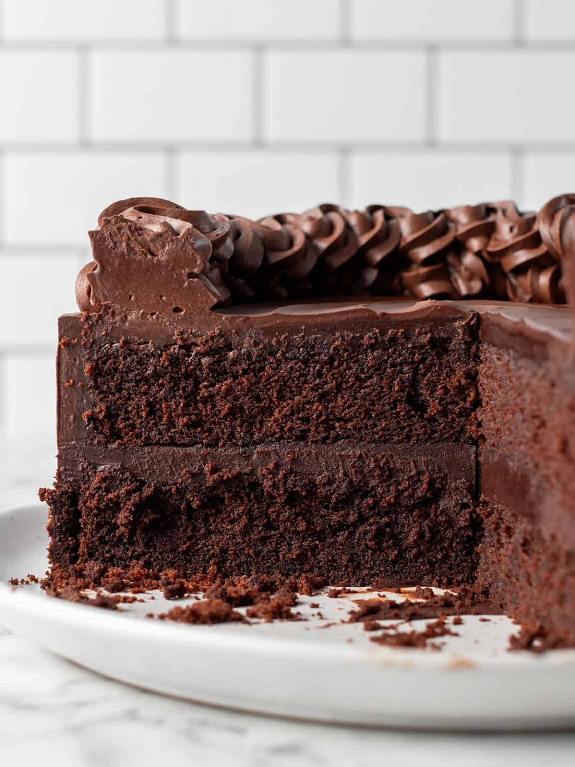 Moist chocolate cake with frosting